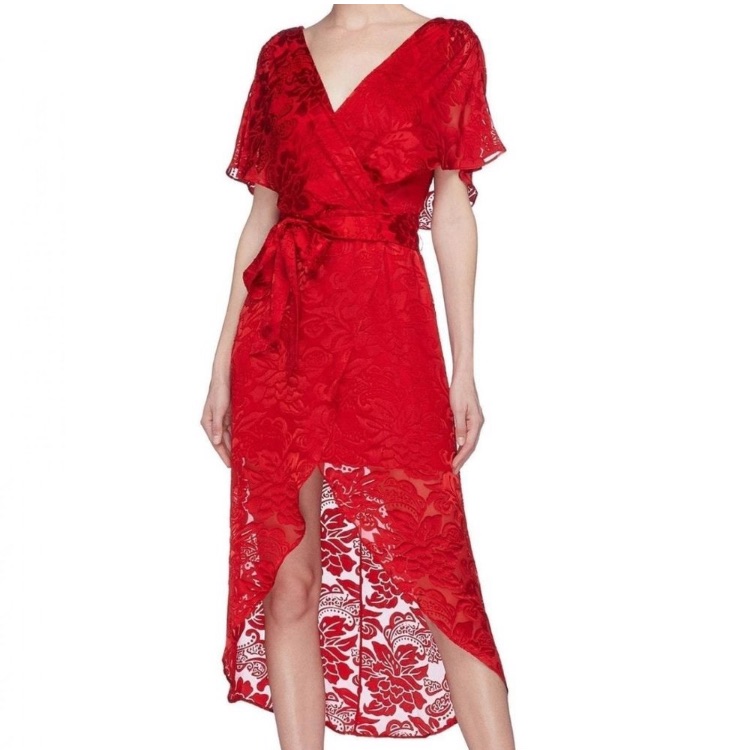 Alice And Olivia Red Wrap Dress With A Belt Like New